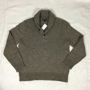 New J Crew Shawl Sweater Wool Blend L Gray
